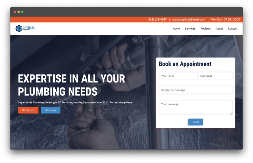 Optimal Plumbing website