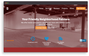 Patrick's Painting LLC website, in a browser window graphic